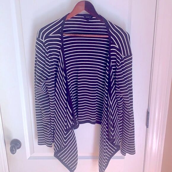 Talbots black white striped cardigan sweater - Picture 1 of 5